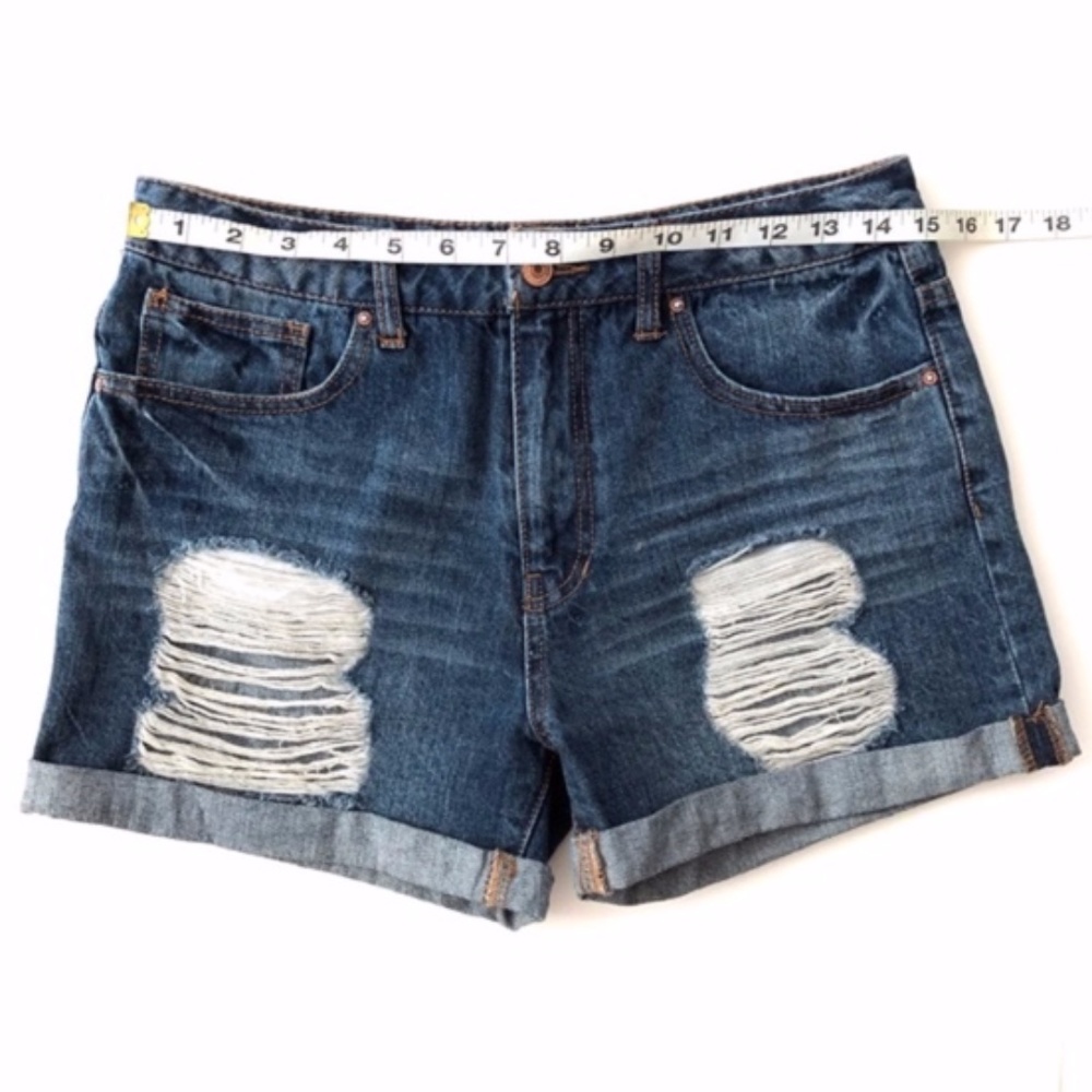 Forever 21 Denim High Waist Destroyed Jean Shorts - Picture 3 of 7
